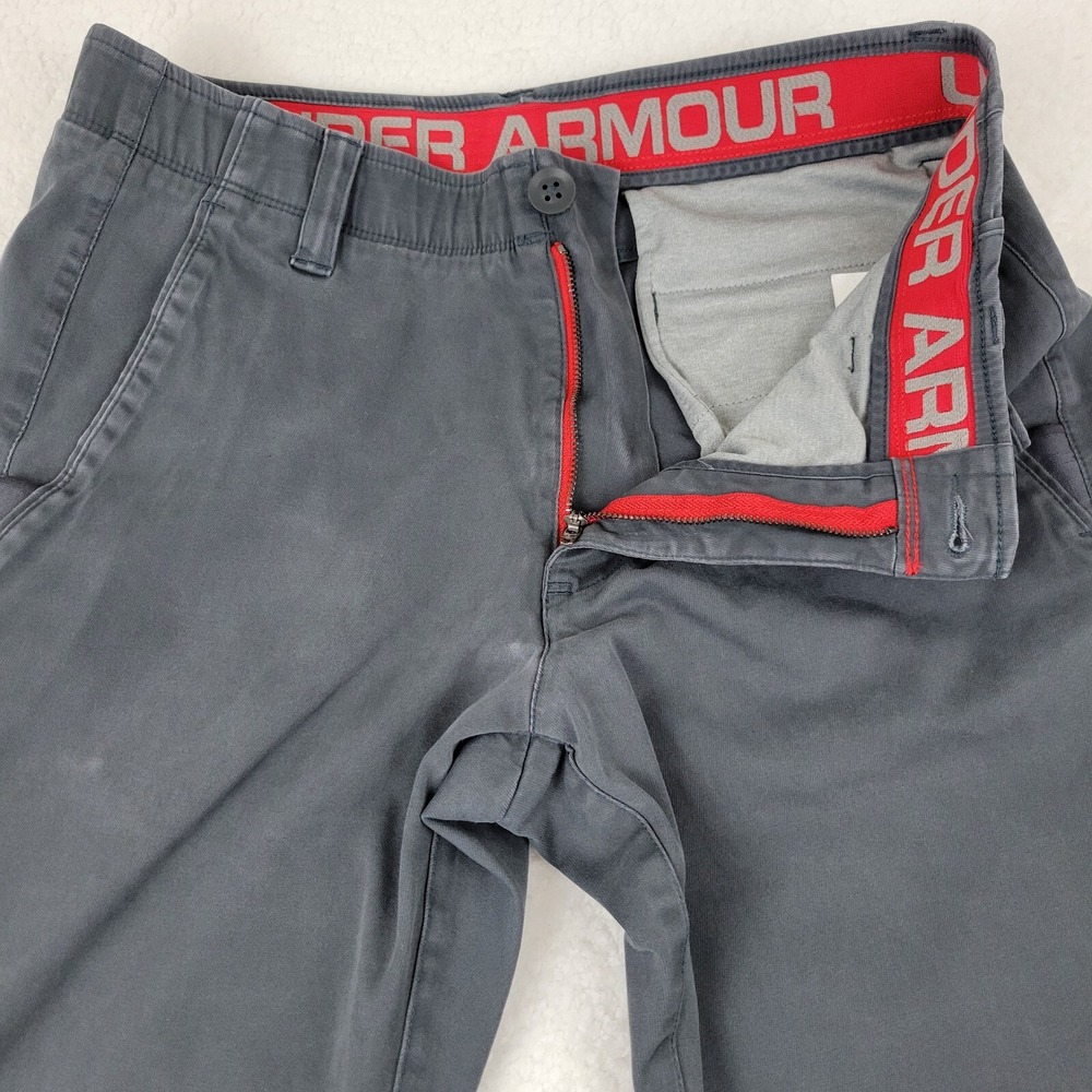 Under Armour Loose Hiking Pants Mens 34x34 Blue Gray Distressed Stretch Outdoor